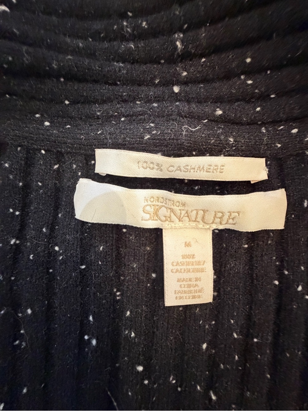 Signature Black Speckled Cashmere Open Cardigan